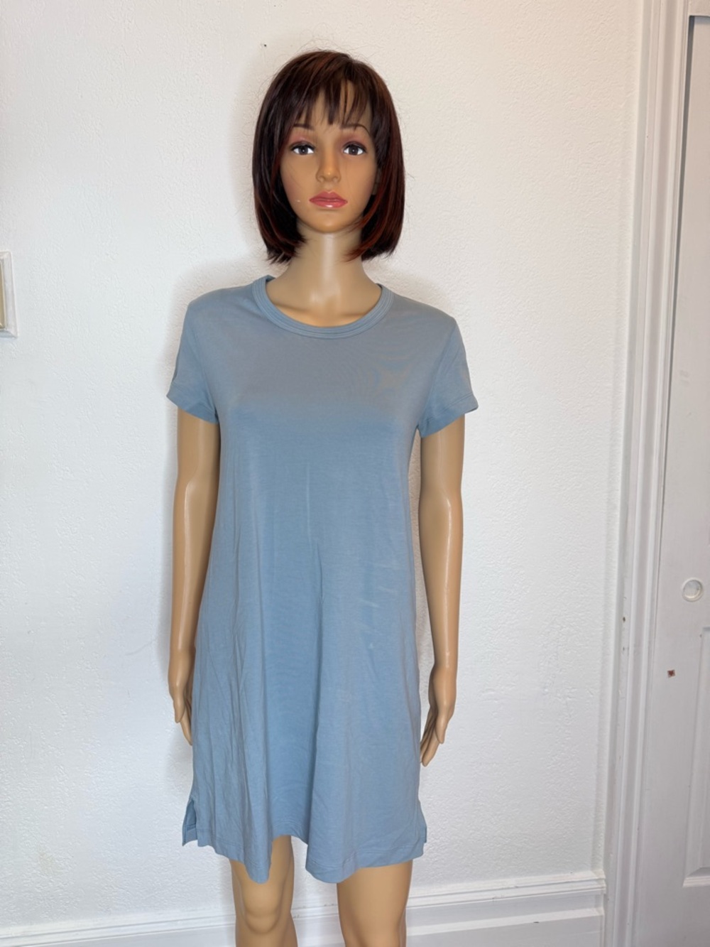 Lululemon Women's Day Tripper Short Sleeve Dress Pima Cotton Size 2 Blue